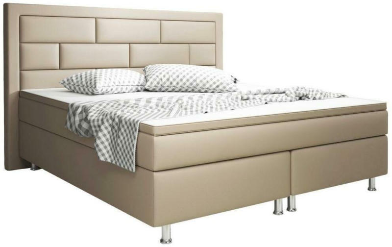 Boxspringbett mit Topper Lederlook 180x200 Nizza