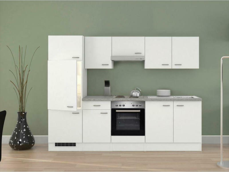 Küchenzeile Wito mit Geräten 270 cm Weiß/Grau
