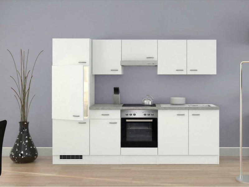 Küchenzeile Wito G mit Geräten B: 270 cm Weiß/Hellgrau