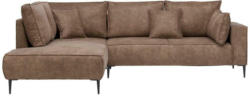 Ecksofa Kobe Mit Kissen Braun Lederlook