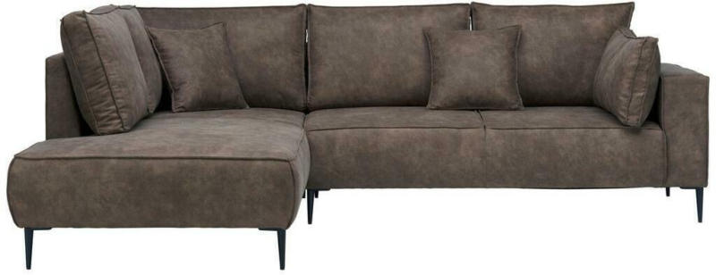 Ecksofa Kobe mit Kissen Dunkelbraun Lederlook