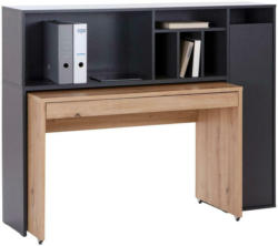 Schreibtisch mit Stauraum B: 150 cm Anthrazit/Eiche Dekor