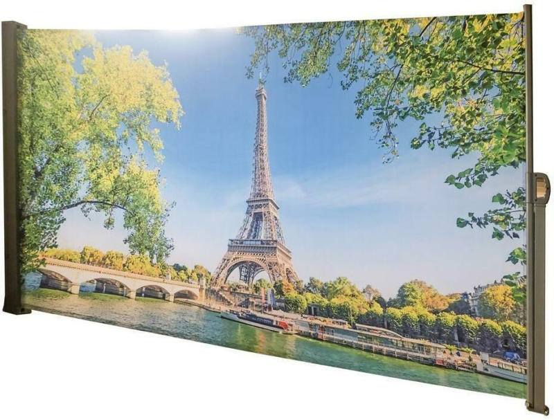 Seitenmarkise 300x160 cm Bunt Parismotiv Ausziehbar