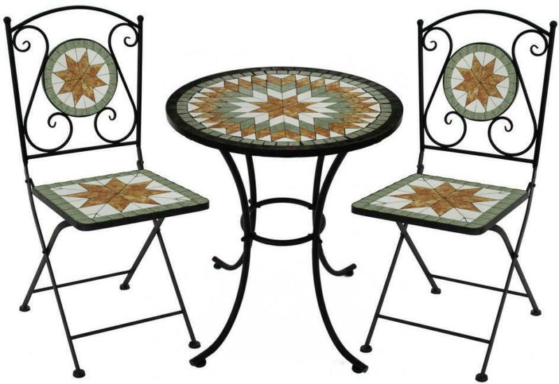 Balkonmöbel Set Ravenna aus Metall, Mosaik-Platte