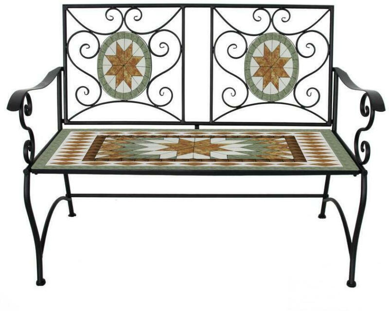Gartenbank aus Metall 2-Sitzer Ravenna, Mosaik-Design