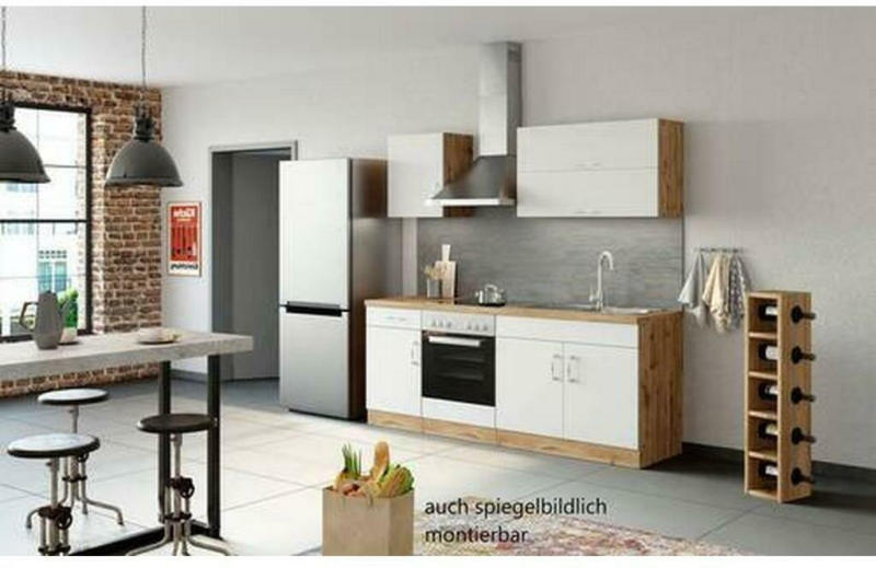 Küchenzeile Sorrento Mit Geräten B: 210 cm Weiß