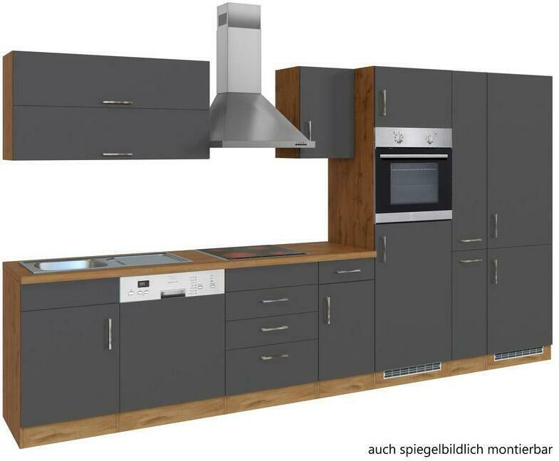 Küchenzeile Sorrento Mit Geräten 360 cm Anthrazit