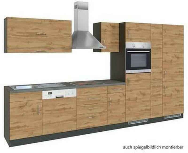 Küchenzeile Sorrento Mit Geräten 360 cm Eichefarben