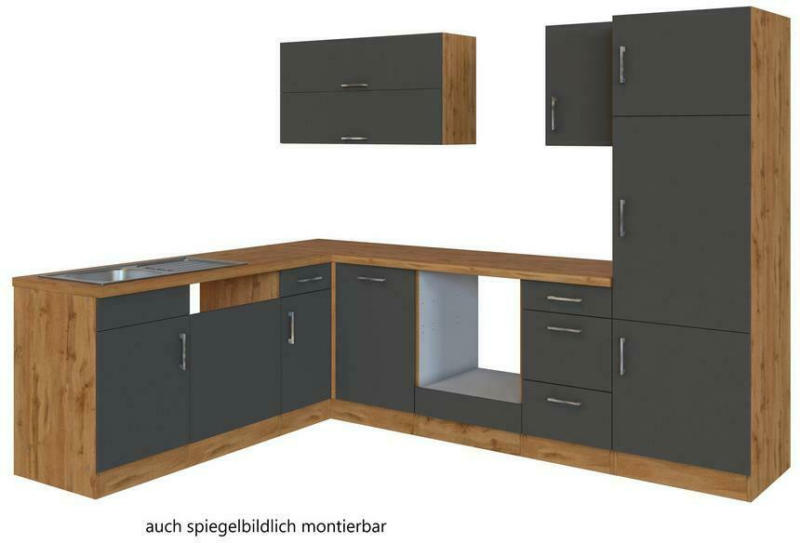 Einbauküche Eckküche Möbelix Winkelblock ohne Geräte 210x150 cm Anthrazit