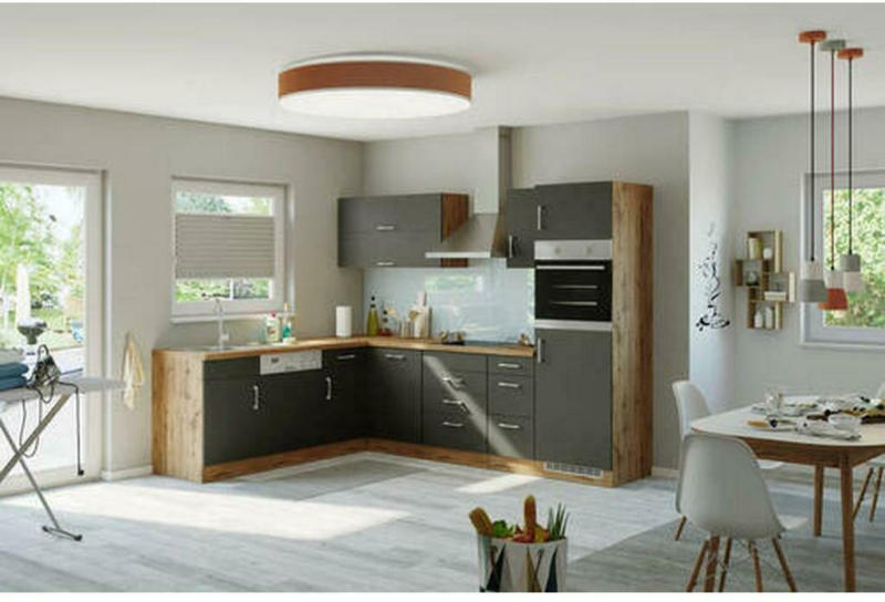 Einbauküche Eckküche Möbelix Winkelblock Mit Geräte 270x210 cm Anthrazit