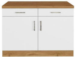 Küchenunterschrank B: 100 cm Weiß/Eiche Dekor mit Laden