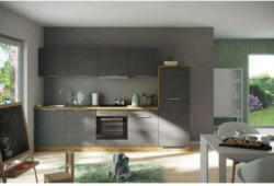 Küchenzeile Florenz Mir Geräte B: 300 cm Grau/Eiche Dekor