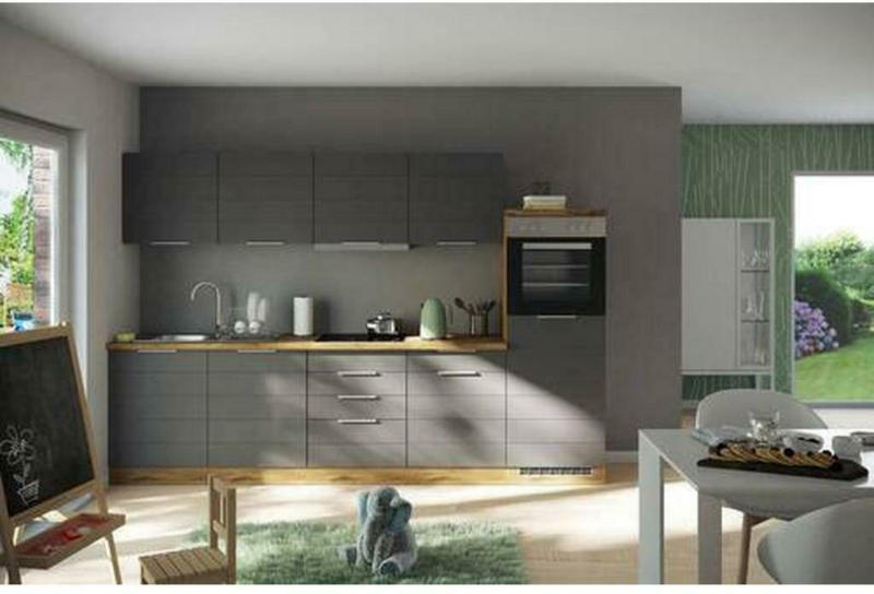 Küchenzeile Florenz ohne Geräte B: 300 cm Grau/Eiche