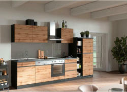 Küchenzeile Turin ohne Geräte B: 330 cm Graphitfarben/Eiche