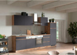 Küchenzeile Turin ohne Geräte B: 300cm Grau/Wotaneiche Dekor