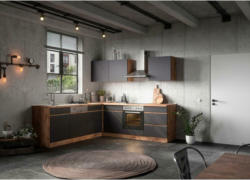 Einbauküche Eckküche Möbelix Turin ohne Geräte 240x240 cm Grau/Eiche Dekor