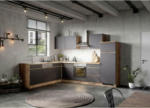 Möbelix Einbauküche Eckküche Möbelix Turin mit Geräte 240x300 cm Grau/Eiche Dekor