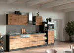 Möbelix Küchenzeile Turin mit Geräten B: 330 cm Graphitfarben/Eiche
