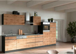 Küchenzeile Turin mit Geräte B: 360 cm Graphitfarben/Eiche