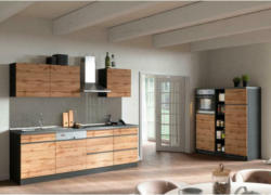 Küchenzeile Turin ohne Geräte B: 390 cm Graphitfarben/Eiche
