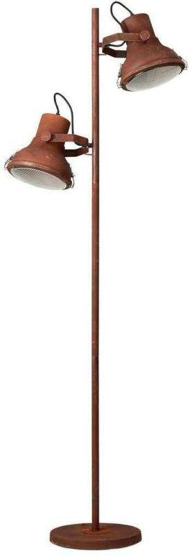 Stehlampe Frodo Grille Rostfarben mit Fußschalter