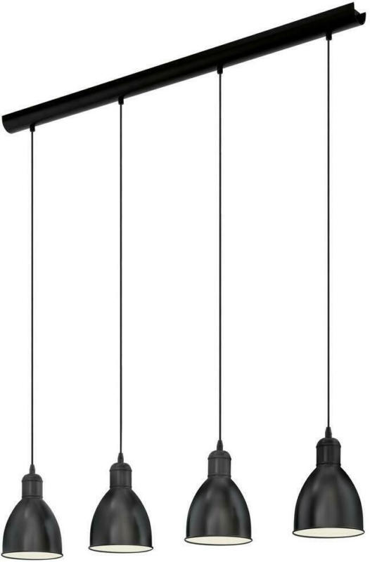 Hängeleuchten Priddy H: 110 cm 4-Flammig, Stahl Schwarz/Weiß