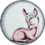 Möbelix Kinderteppich Rund Rehkitz Pink Bambi ⌀ 160 cm