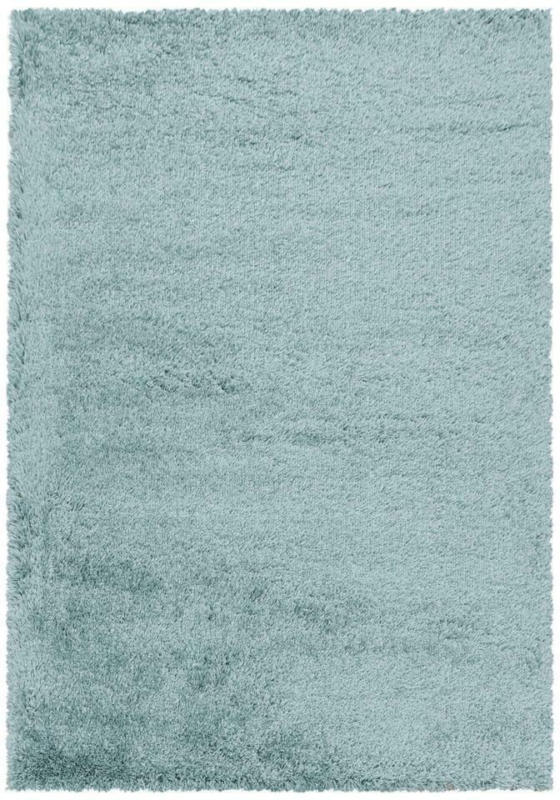 Hochflor Teppich Blau Naturfaser Fluffy 140x200 cm