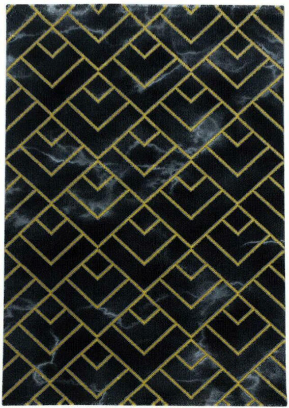 Webteppich Goldfarben/Schwarz Naturfaser Naxos 200x290 cm