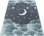 Möbelix Kinderteppich Wolken-Mond Blau Funny Blue 200x290 cm