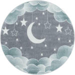 Möbelix Kinderteppich Rund Wolken- Mond Blau Funny Blue Ø 160 cm