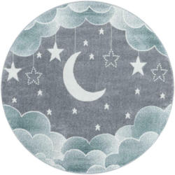 Kinderteppich Rund Wolken- Mond Blau Funny Blue Ø 160 cm