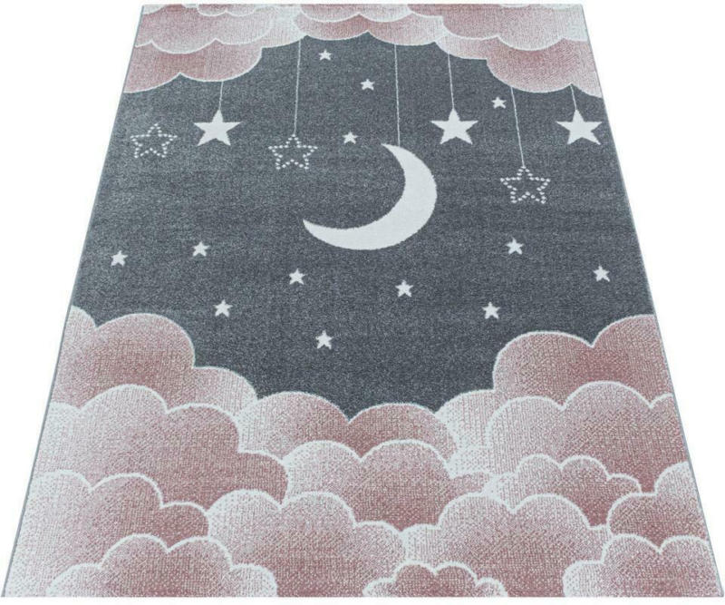 Kinderteppich Wolken-Mond Rosa Funny Pink 160x230 cm