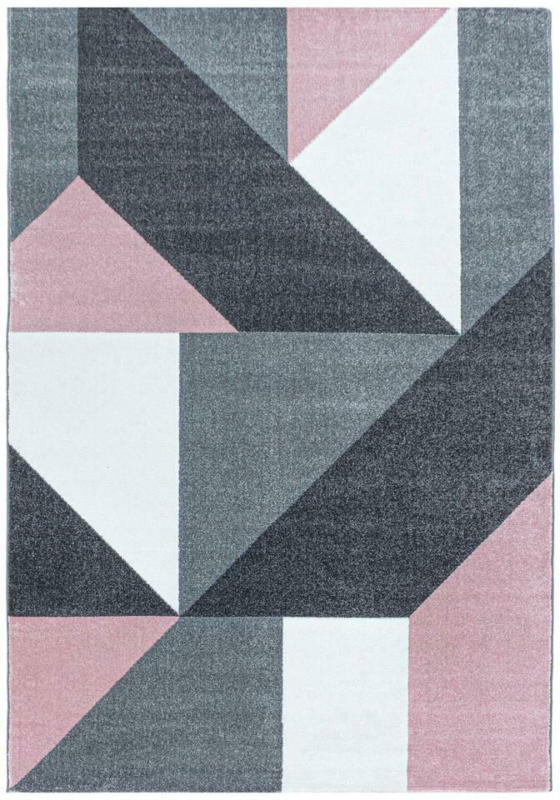 Webteppich Pink/Grau/Weiß Naturfaser Ottawa 200x290 cm