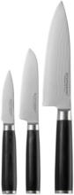 Möbelix Messerset Damaszener 3-Teilig Edelstahlfarben/Schwarz