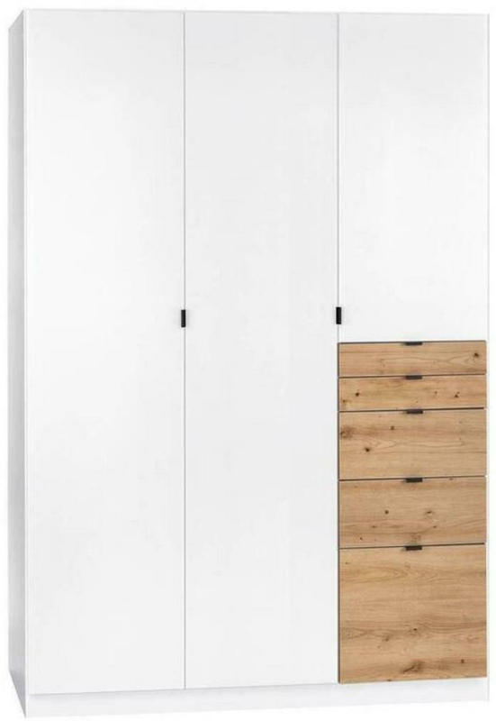 Drehtürenschrank mit Laden B: 136 cm Ontario, Weiß