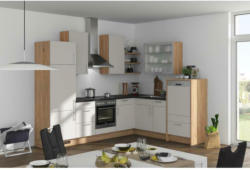 Einbauküche Eckküche Möbelix Speed mit Geräten 285 X220 cm Seidengrau/Eiche Dekor