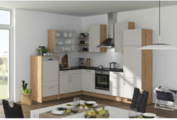 Einbauküche Eckküche Möbelix Speed mit Geräten 220 X285cm Seidengrau/Eiche Dekor