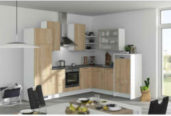 Einbauküche Eckküche Möbelix Speed mit Geräten 220x285 cm Eiche Dekor/Weiß