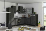 Möbelix Einbauküche Eckküche Möbelix Speed mit Geräten 285x220cm Schiefergrau/Schwarz