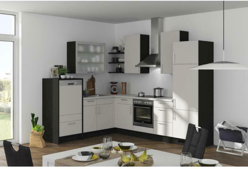Einbauküche Eckküche Möbelix Speed mit Geräten 220 X285 cm Schieferfarben/Grau