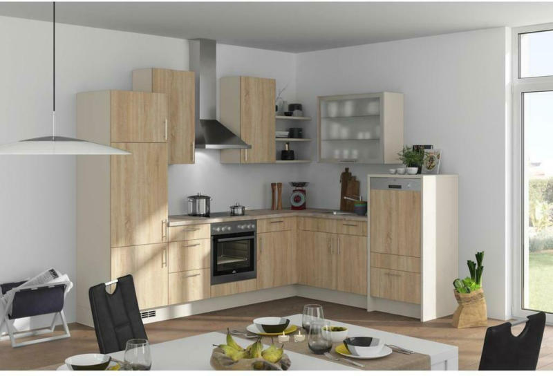 Einbauküche Eckküche Möbelix Speed mit Geräten 285x220 cm Eiche Dekor/Sand