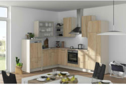 Einbauküche Eckküche Möbelix Speed mit Geräten 220 X285 cm Sand/Eiche Dekor