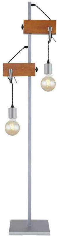 Stehlampe Holz Braun/Zinkfarben mit Schalter