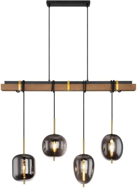 Hängeleuchte Blacky H: 140 cm 4-Flammig, Holz/Metall