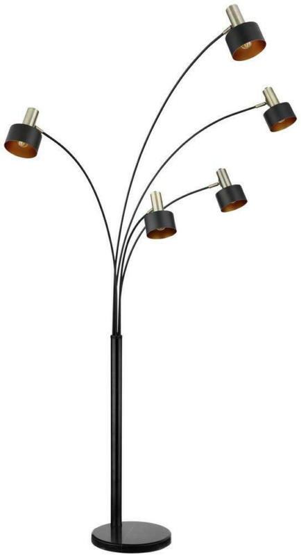 Stehlampe Schwarz/Goldfarben Modernes Gebogenes Design