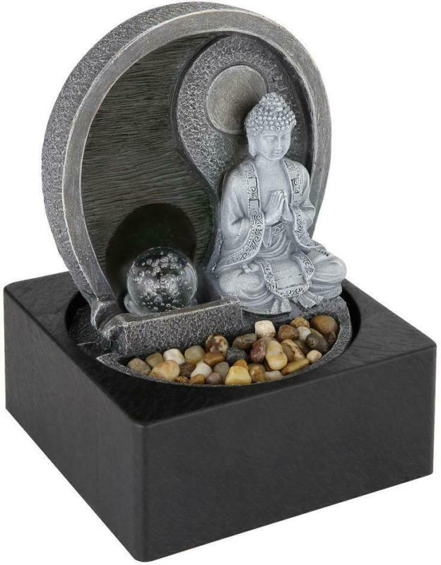 Zimmerbrunnen mit Buddha-Figur LED-Beleuchtung, Kunststoff