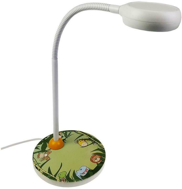 LED-Kindertischlampe Tiere Grün mit Flexarm und Schalter