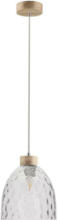 Möbelix Hängeleuchte Aura H: 110 cm 1-Flammig, Echtholz/Klarglas