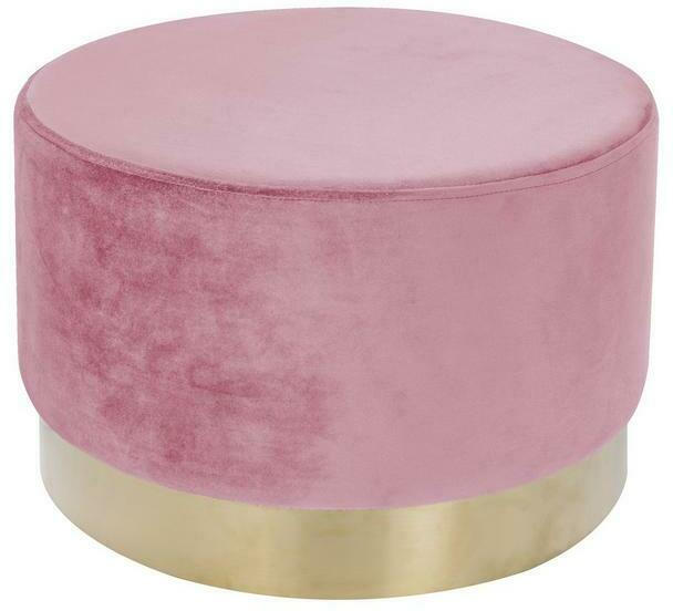 Pouf Samt Altrosa/Goldfarben DxH: 55x43 cm